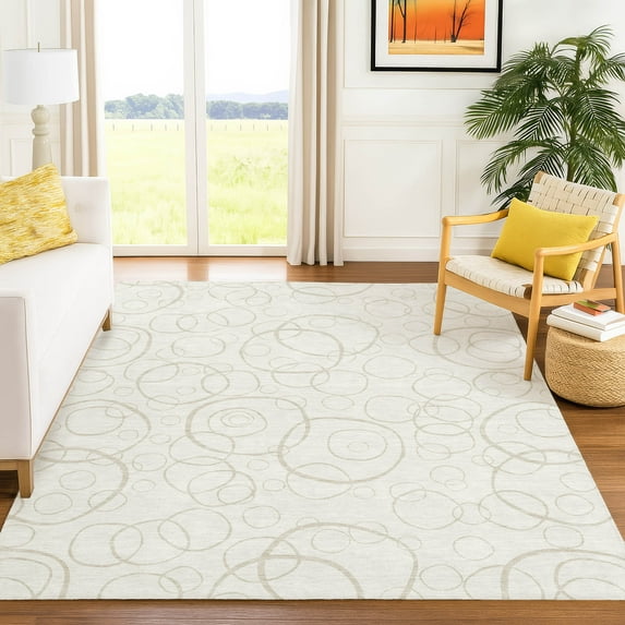 Addison Rugs Chantille Indoor/Outdoor Transitional Geometric Ivory Machine Washable Rectangle Rug, 9' x 12'