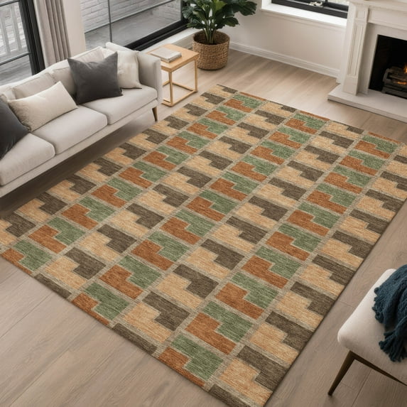 Addison Rugs Chantille Indoor/Outdoor Transitional Geometric Paprika Machine Washable Rectangle Rug, 10' x 14'