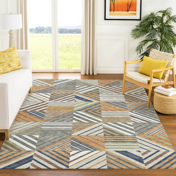 Addison Rugs Chantille Indoor/Outdoor Transitional Patchwork Copper Machine Washable Rectangle Rug, 8' x 10'