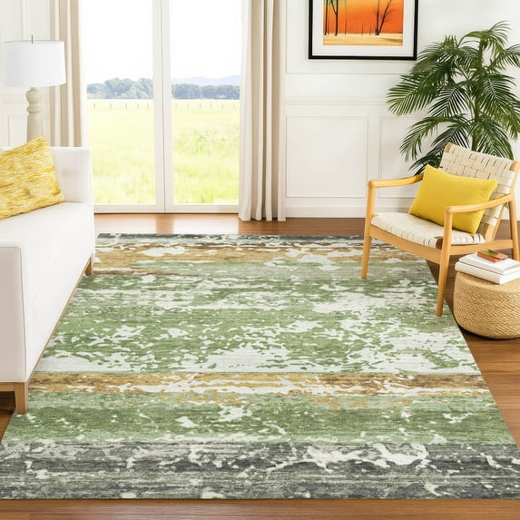 Addison Rugs Chantille Indoor/Outdoor Transitional Stripes Aloe Machine Washable Rectangle Rug, 8' x 10'