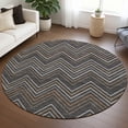 thumbnail image 1 of Addison Rugs Chantille Indoor/Outdoor Transitional Stripes Charcoal Machine Washable Round Rug, 8' x 8', 1 of 8