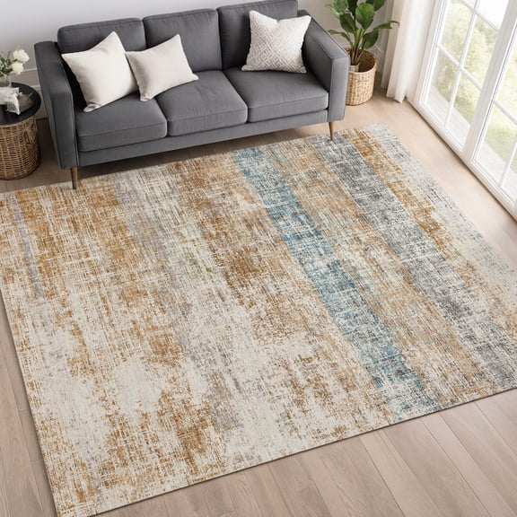 Addison Rugs Chantille Indoor/Outdoor Transitional Stripes Copper Machine Washable Rectangle Rug, 10' x 14'