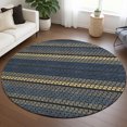 thumbnail image 1 of Addison Rugs Chantille Indoor/Outdoor Transitional Stripes Navy Machine Washable Round Rug, 8' x 8', 1 of 8