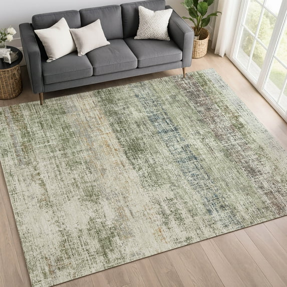 Addison Rugs Chantille Indoor/Outdoor Transitional Stripes Olive Machine Washable Rectangle Rug, 10' x 14'