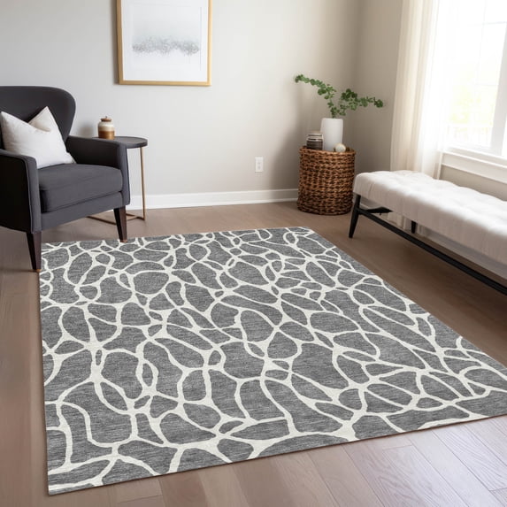Addison Rugs Chantille Indoor/Outdoor Transitional Geometric Gray Washable Rectangle Rug, 2'6" x 3'10"