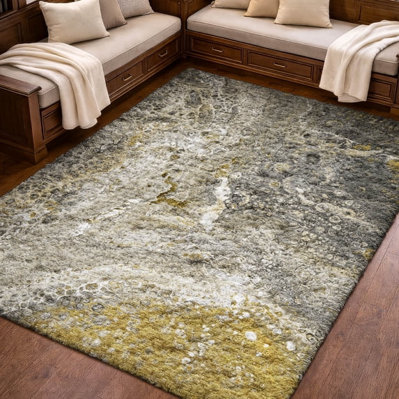 Addison Rugs Dream Shag Premium Machine Washable Contemporary Abstract Taupe Rectangle Rug, 5' x 7'6"