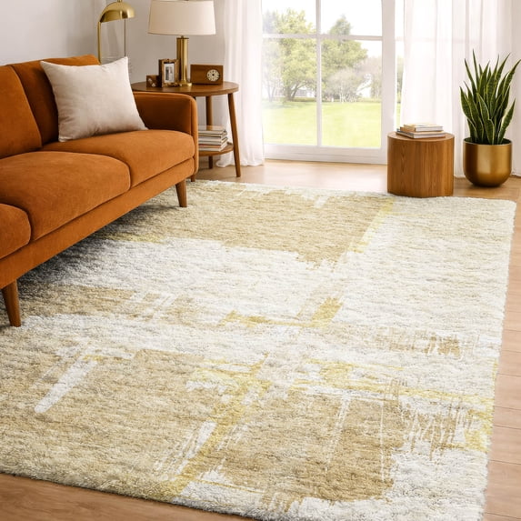 Addison Rugs Dream Shag Premium Machine Washable Traditional Modern Beige Rectangle Rug, 10' x 14'