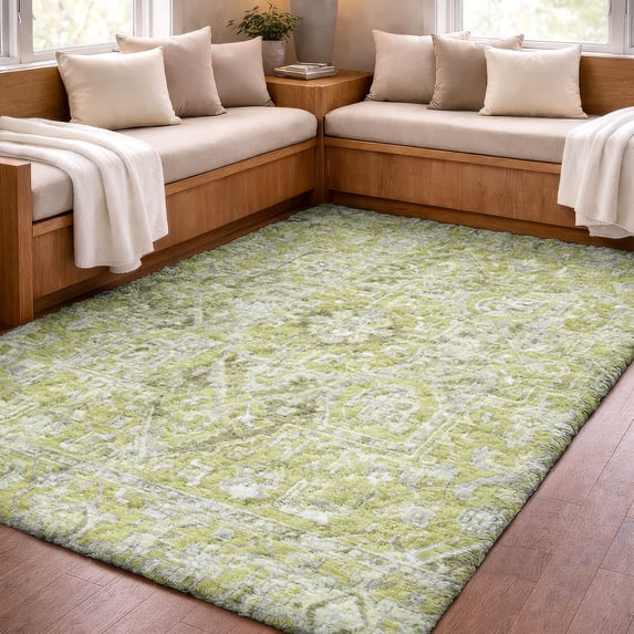 Addison Rugs Dream Shag Premium Machine Washable Traditional Oriental Aloe Rectangle Rug, 10' x 14'