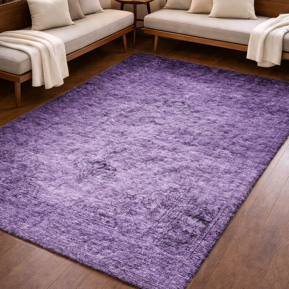 Addison Rugs Dream Shag Premium Machine Washable Traditional Oriental Purple Rectangle Rug, 9' x 12'