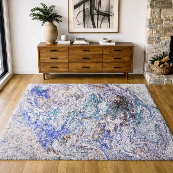 Addison Rugs Dream Shag Premium Machine Washable Transitional Abstract Beige Rectangle Rug, 10' x 14'