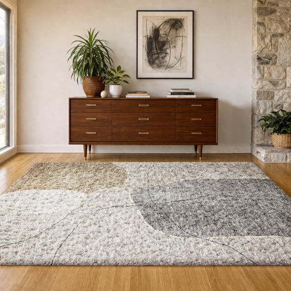 Addison Rugs Dream Shag Premium Machine Washable Transitional Abstract Beige Rectangle Rug, 10' x 14'