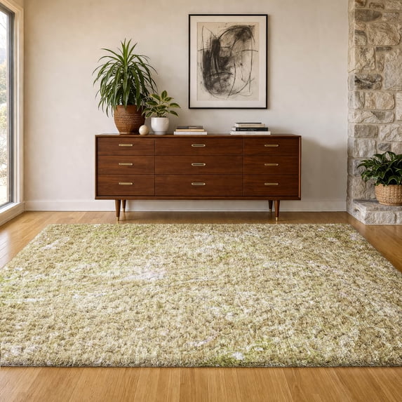 Addison Rugs Dream Shag Premium Machine Washable Transitional Abstract Beige Rectangle Rug, 10' x 14'