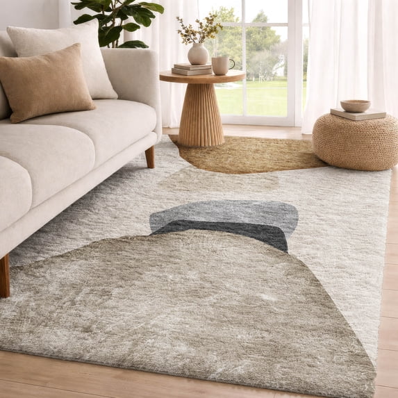 Addison Rugs Dream Shag Premium Machine Washable Transitional Abstract Brown Rectangle Rug, 10' x 14'
