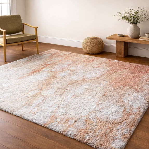 Addison Rugs Dream Shag Premium Machine Washable Transitional Abstract Coral Rectangle Rug, 9' x 12'