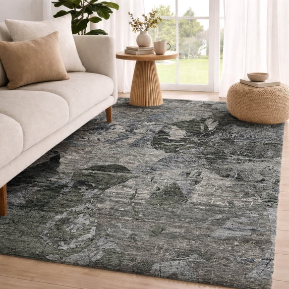 Addison Rugs Dream Shag Premium Machine Washable Transitional Abstract Fauna Gray Rectangle Rug, 3' x 5'