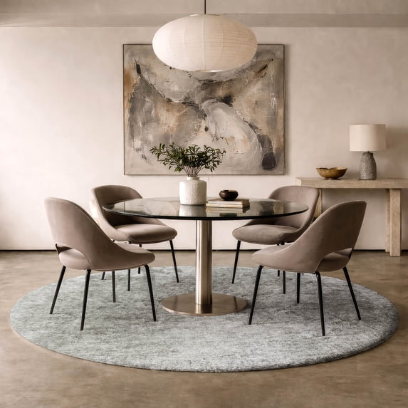Addison Rugs Dream Shag Premium Machine Washable Transitional Abstract Gray Round Rug, 8' x 8'