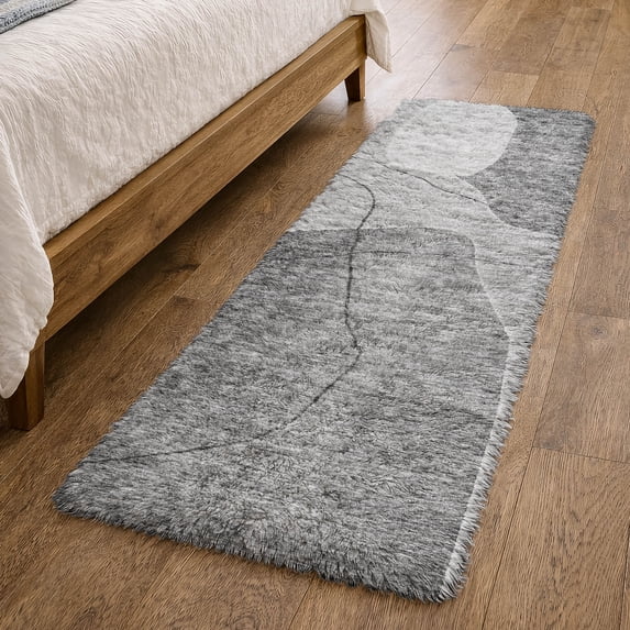Addison Rugs Dream Shag Premium Machine Washable Transitional Abstract Gray Runner Rug, 2'3" x 7'6"