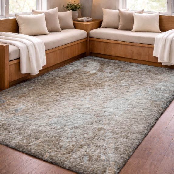 Addison Rugs Dream Shag Premium Machine Washable Transitional Abstract Mocha Rectangle Rug, 5' x 7'6"