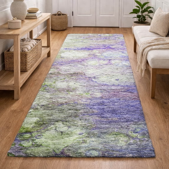 Addison Rugs Dream Shag Premium Machine Washable Transitional Abstract Purple Runner Rug, 2'3" x 7'6"
