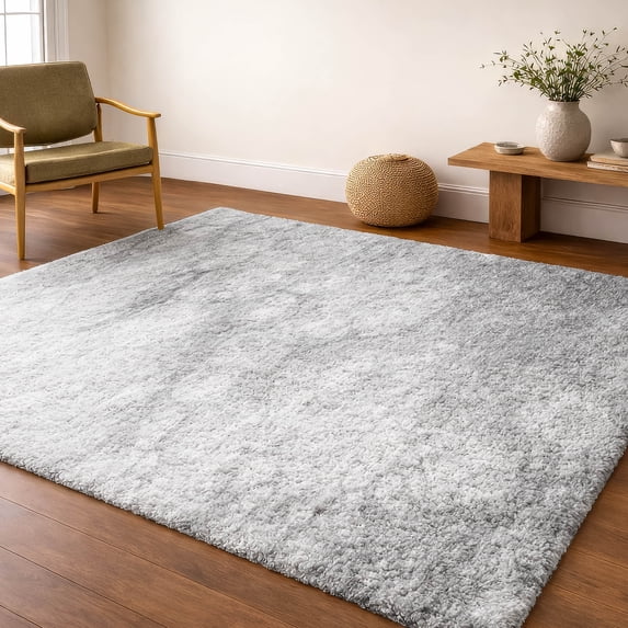 Addison Rugs Dream Shag Premium Machine Washable Transitional Abstract Silver Rectangle Rug, 9' x 12'