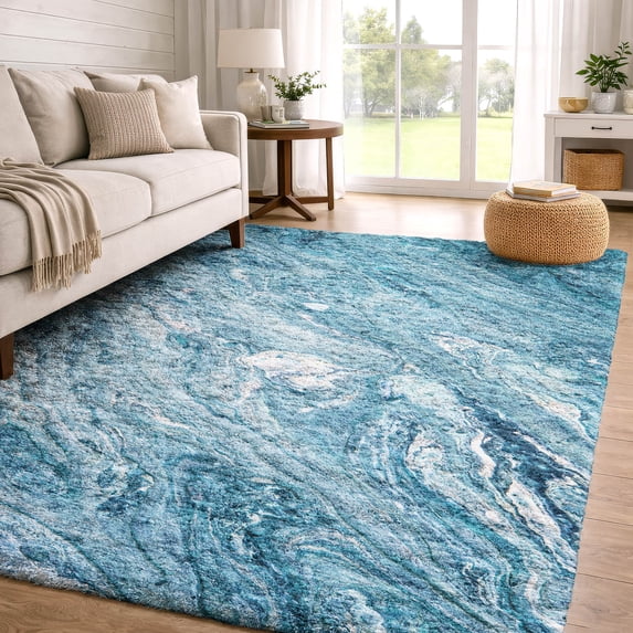 Addison Rugs Dream Shag Premium Machine Washable Transitional Abstract Sky Rectangle Rug, 3' x 5'