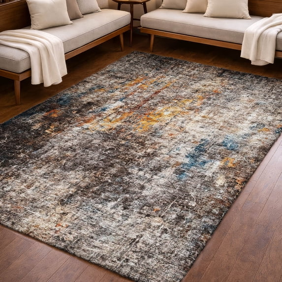 Addison Rugs Dream Shag Premium Machine Washable Transitional Abstract Taupe Rectangle Rug, 10' x 14'