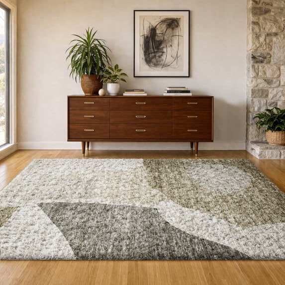 Addison Rugs Dream Shag Premium Machine Washable Transitional Abstract Taupe Rectangle Rug, 3' x 5'