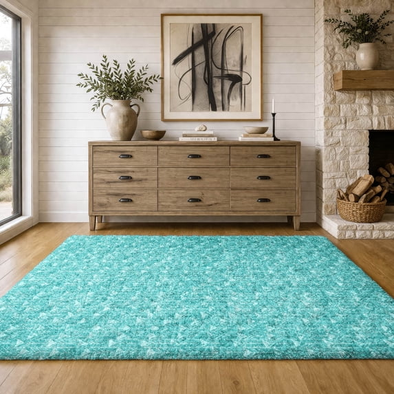 Addison Rugs Dream Shag Premium Machine Washable Transitional Arrows Teal Rectangle Rug, 9' x 12'