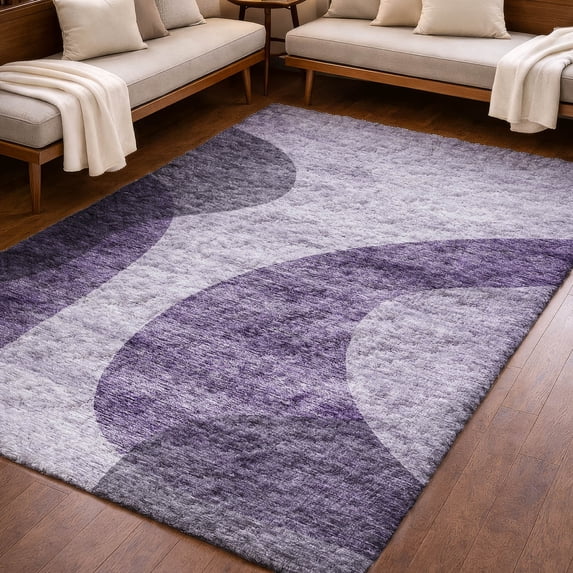 Addison Rugs Dream Shag Premium Machine Washable Transitional Art Deco Purple Rectangle Rug, 9' x 12'