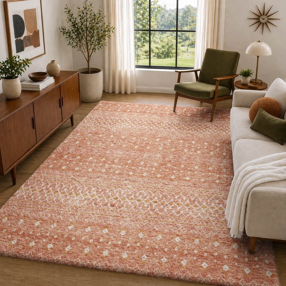 Addison Rugs Dream Shag Premium Machine Washable Transitional Boho Salmon Rectangle Rug, 3' x 5'