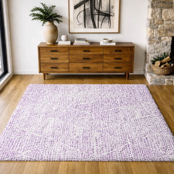 Addison Rugs Dream Shag Premium Machine Washable Transitional Diamond Purple Rectangle Rug, 8' x 10'