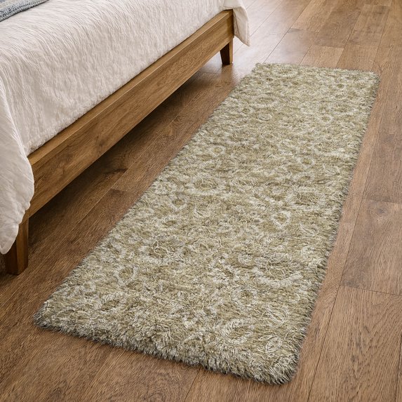 Addison Rugs Dream Shag Premium Machine Washable Transitional Floral Beige Runner Rug, 2'3" x 7'6"