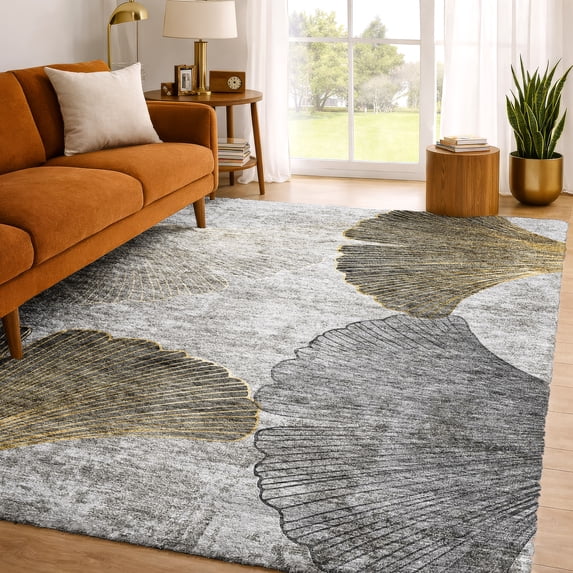 Addison Rugs Dream Shag Premium Machine Washable Transitional Floral Gray Rectangle Rug, 10' x 14'