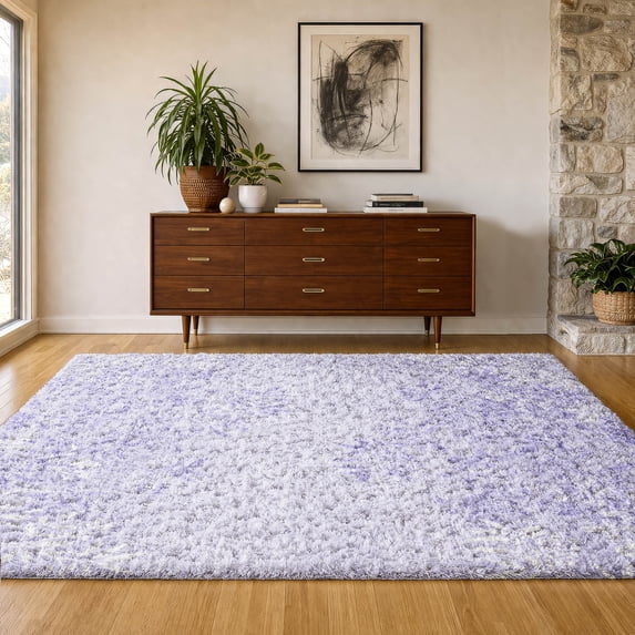 Addison Rugs Dream Shag Premium Machine Washable Transitional Floral Lilac Rectangle Rug, 5' x 7'6"