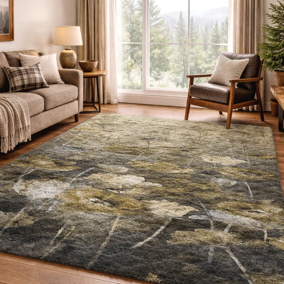 Addison Rugs Dream Shag Premium Machine Washable Transitional Floral Taupe Rectangle Rug, 10' x 14'
