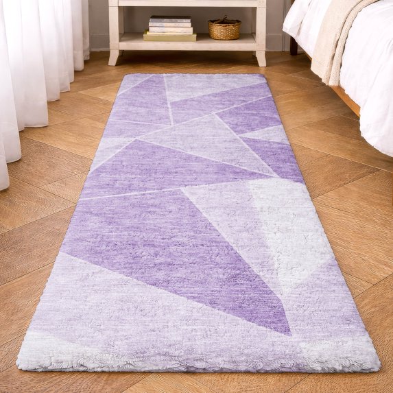Addison Rugs Dream Shag Premium Machine Washable Transitional Geometric Lilac Runner Rug, 2'3" x 7'6"