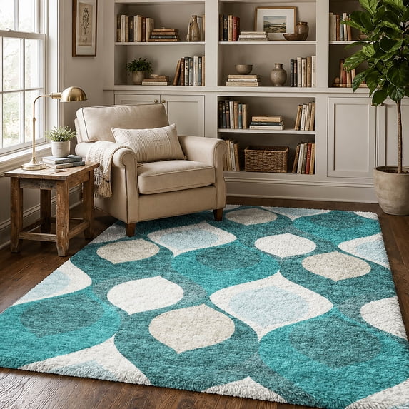 Teal Rug Addison Rugs Dream Shag Premium Machine Washable Transitional Mid ...