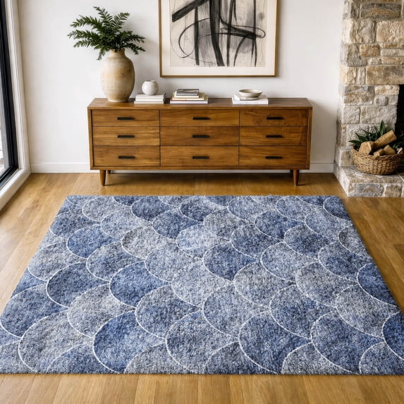Addison Rugs Dream Shag Premium Machine Washable Transitional Modern Blue Rectangle Rug, 10' x 14'