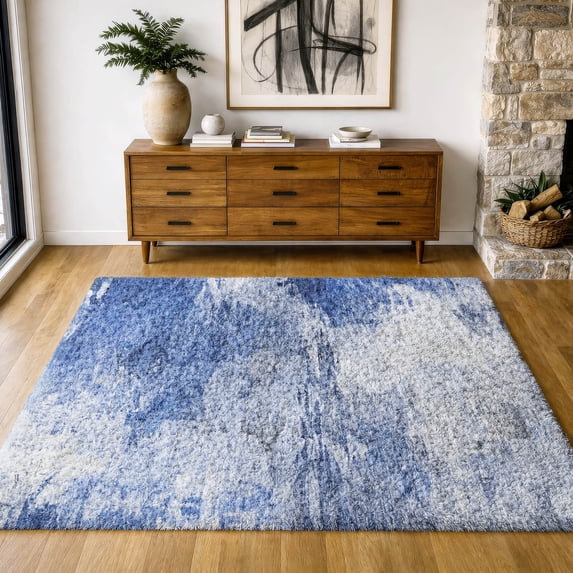Addison Rugs Dream Shag Premium Machine Washable Transitional Modern Blue Rectangle Rug, 5' x 7'6"