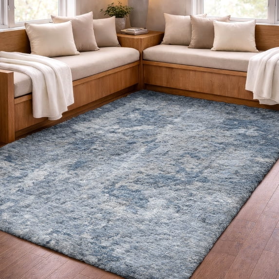 Addison Rugs Dream Shag Premium Machine Washable Transitional Modern Blue Rectangle Rug, 5' x 7'6"