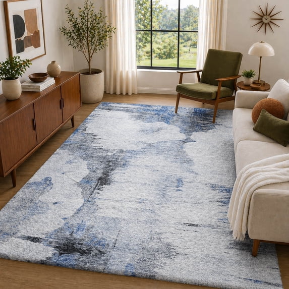 Addison Rugs Dream Shag Premium Machine Washable Transitional Modern Blue Rectangle Rug, 8' x 10'