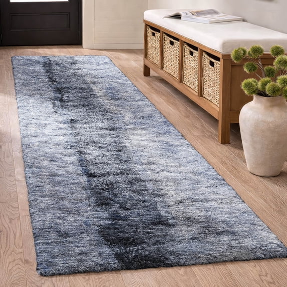 Addison Rugs Dream Shag Premium Machine Washable Transitional Modern Denim Runner Rug, 2'3" x 7'6"