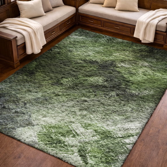 Addison Rugs Dream Shag Premium Machine Washable Transitional Modern Green Rectangle Rug, 10' x 14'