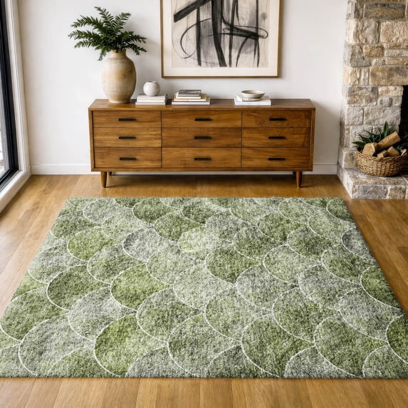 Addison Rugs Dream Shag Premium Machine Washable Transitional Modern Green Rectangle Rug, 10' x 14'