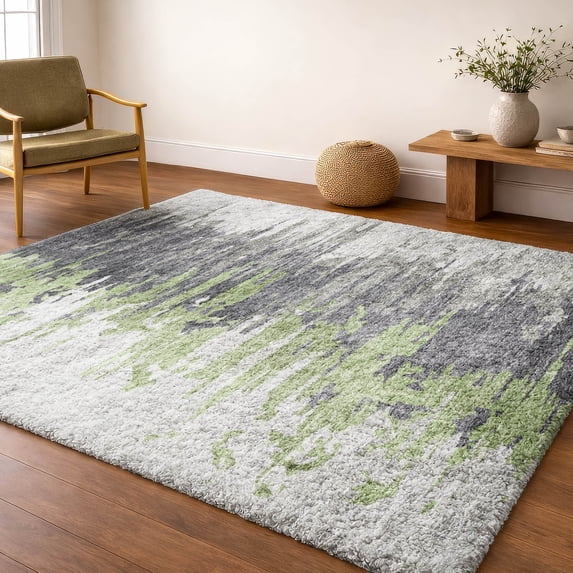 Addison Rugs Dream Shag Premium Machine Washable Transitional Modern Green Rectangle Rug, 10' x 14'