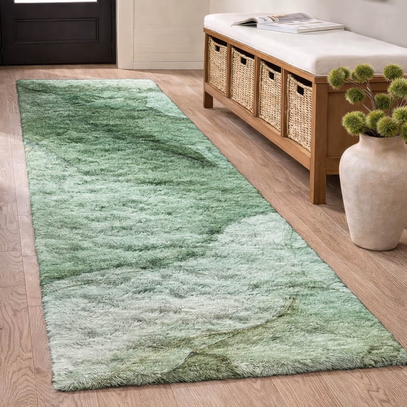 Addison Rugs Dream Shag Premium Machine Washable Transitional Modern Green Runner Rug, 2'3" x 7'6"