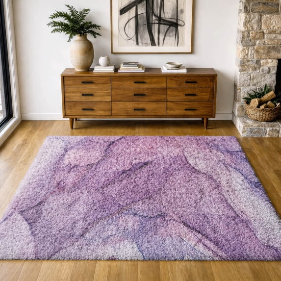 Addison Rugs Dream Shag Premium Machine Washable Transitional Modern Purple Rectangle Rug, 9' x 12'