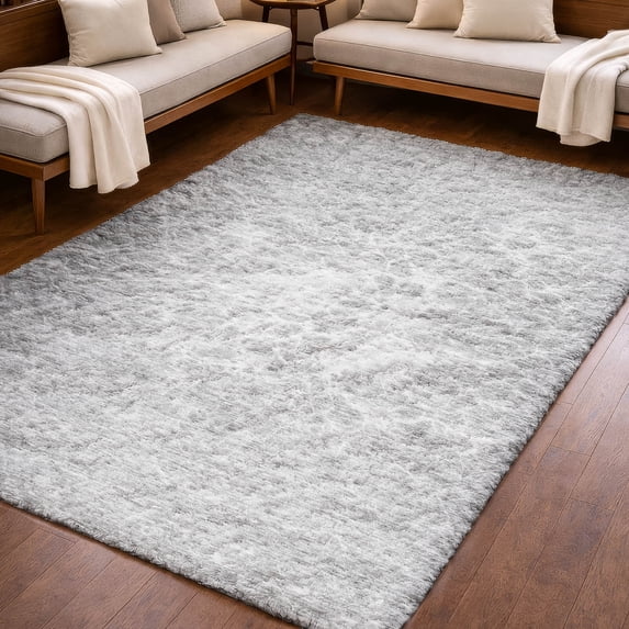 Addison Rugs Dream Shag Premium Machine Washable Transitional Modern Silver Rectangle Rug, 3' x 5'