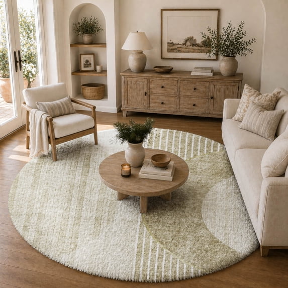 Addison Rugs Dream Shag Premium Machine Washable Transitional Modern Taupe Round Rug, 8' x 8'