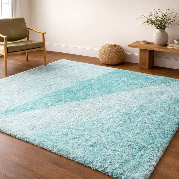 Addison Rugs Dream Shag Premium Machine Washable Transitional Modern Teal Rectangle Rug, 10' x 14'